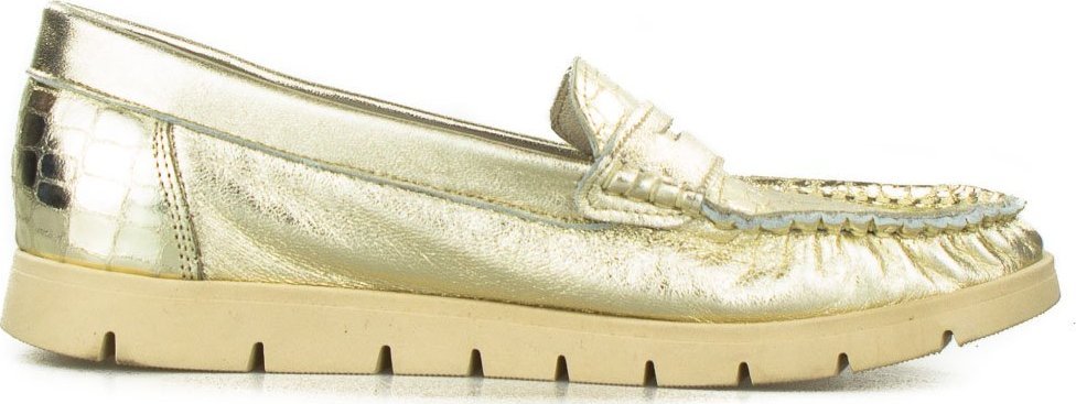 Sempre Mokasyny skórzane ze zwierzęcym wzorem złote Sempre-40