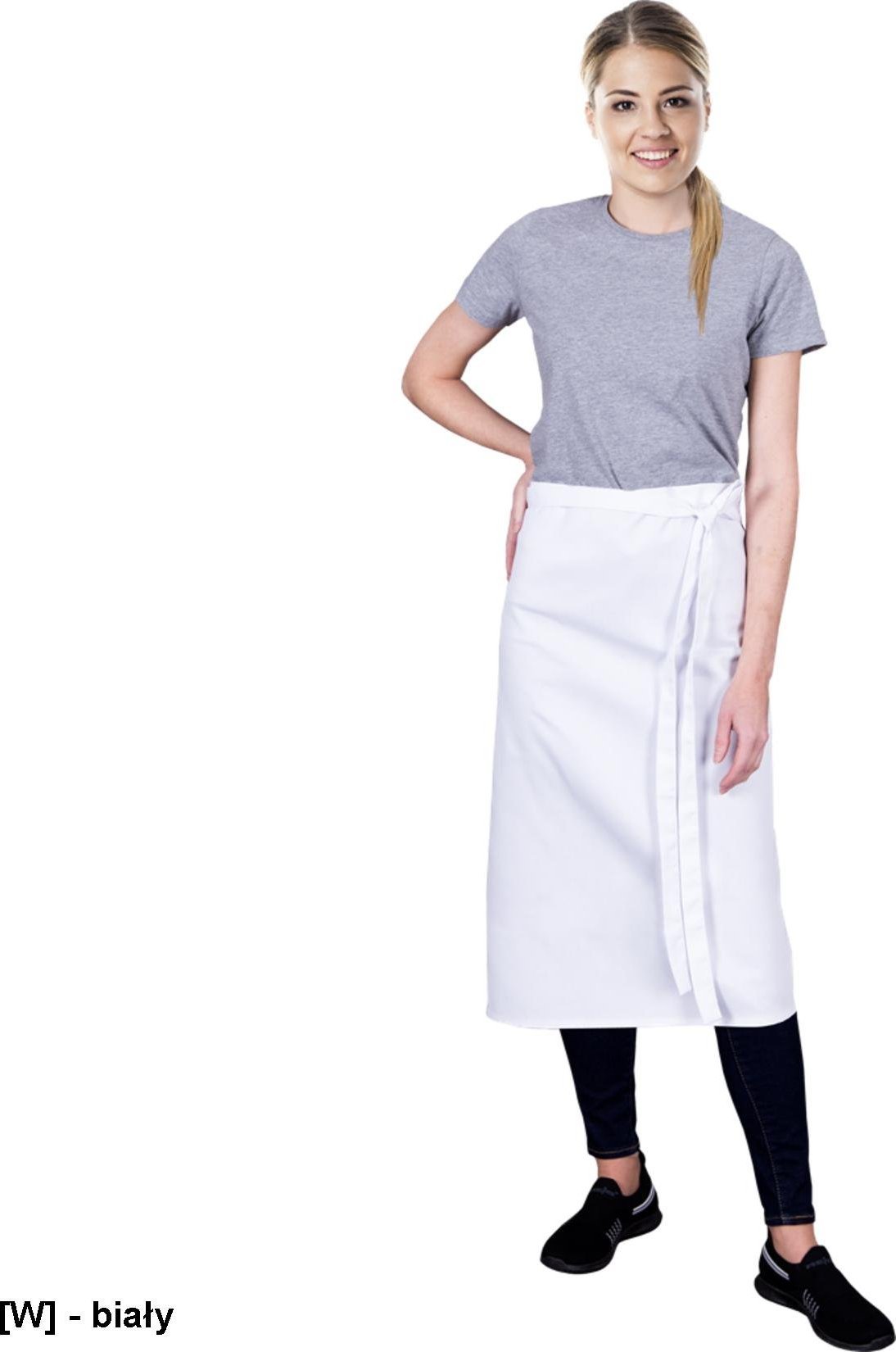 R.E.I.S. FZAP - fartuch typu zapaska gastronomiczna kelnerska długa - biały - 5 rozmiarów. 100x100 cm