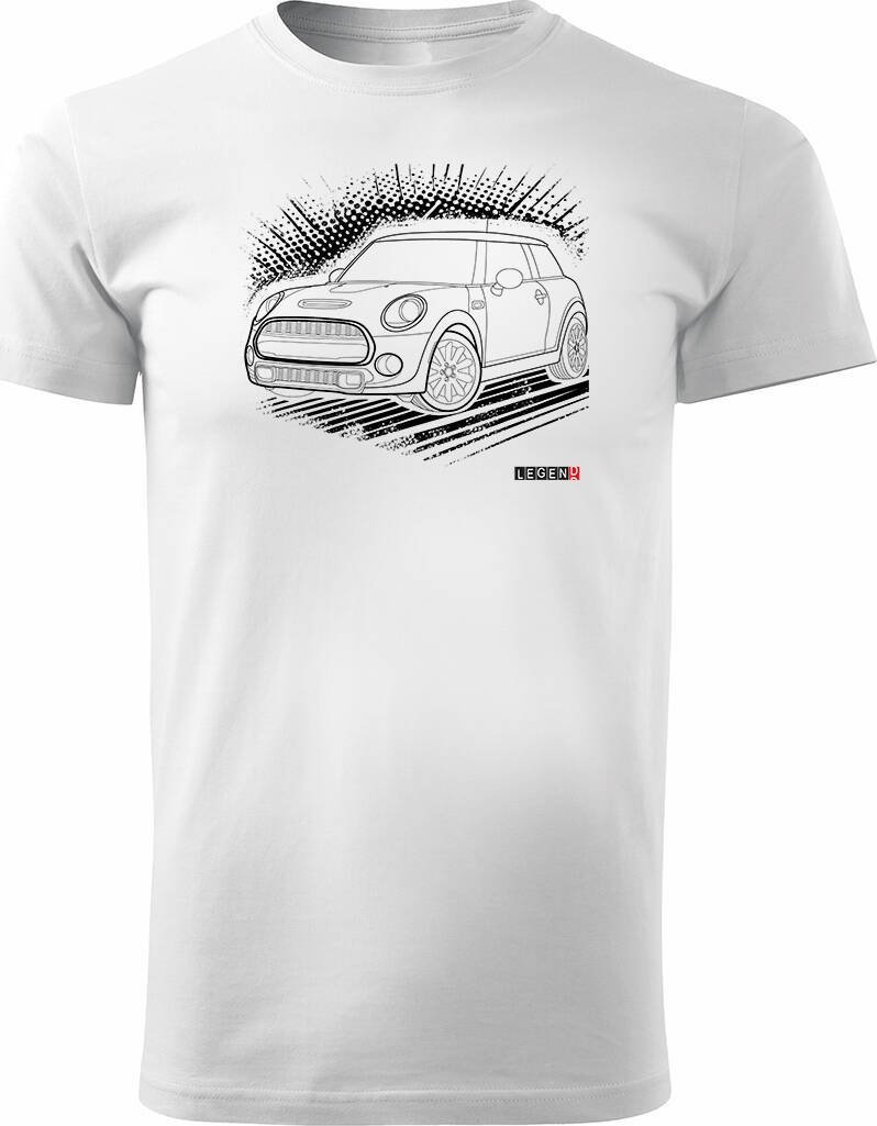 Topslang Koszulka z samochodem Mini Morris Mini Cooper kolekcjonerska męska biała REGULAR XL
