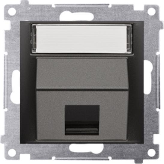 Kontakt-Simon Simon 54 Pokrywa gniazd teleinf. na Keystone skośna pojed. z polem opis (moduł) montaż na łapki i wkręty czarny mat DKP1S.01/49