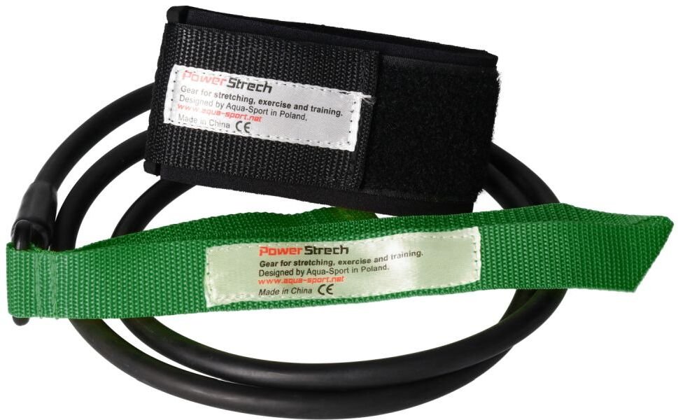 AQUA-SPORT POWERSTRECH DRYLAND SET GREEN RESISTANCE GUMA DO ĆWICZEŃ NA LĄD Z UCHWYTEM I PASKIEM NA KOSTKI AS32080