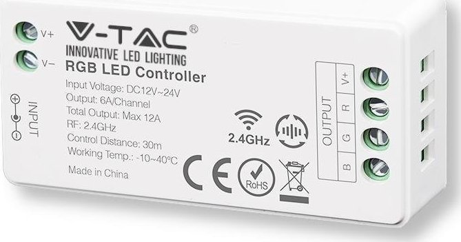 V-TAC Kontroler Sterownik Ściemniacz V-TAC RGB 12A/MAX 12V-144W 24V-288W VT-2432