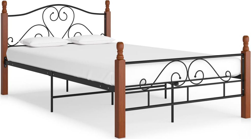 vidaXL Rama łóżka, czarna, metalowa, 120 x 200 cm