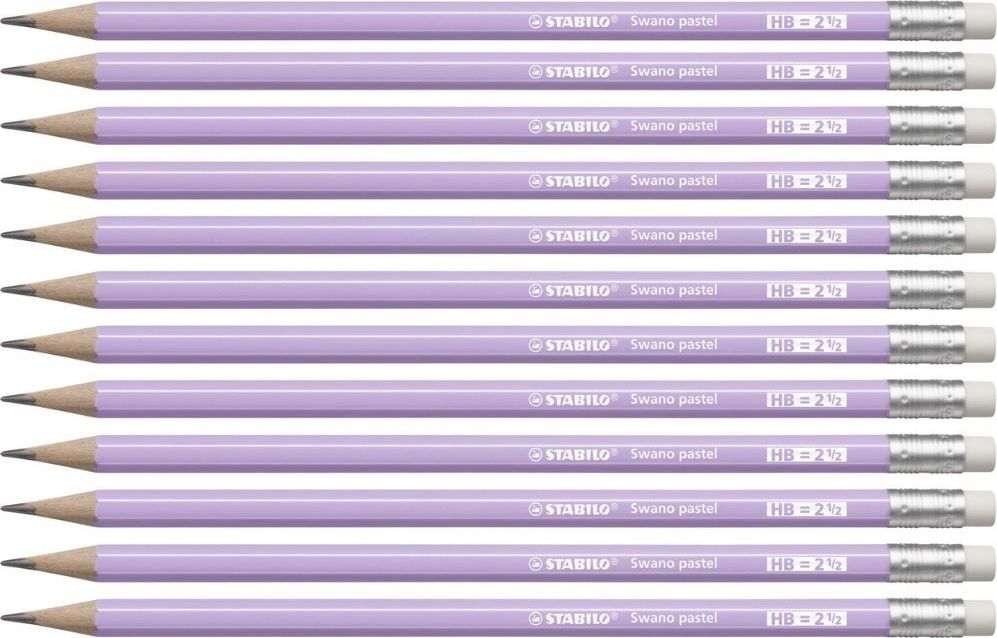 Stabilo Ołówek Swano Pastel HB z gumką lilia (12szt)