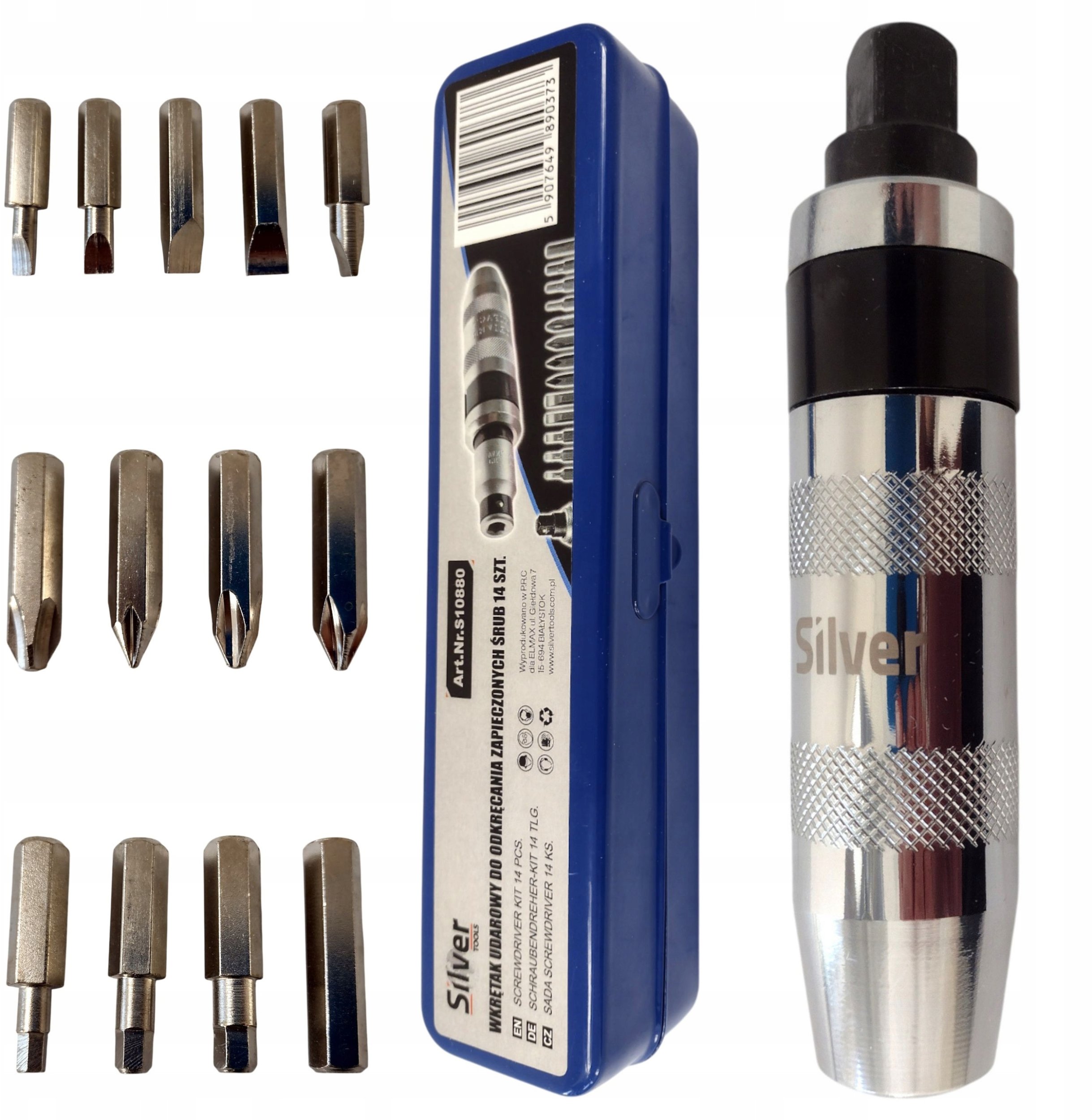 Wykrętak udarowy pobijak do śrub 14 el. zestaw SilverTools S10880