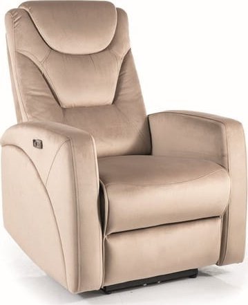 SIGNAL MEBLE Fotel rozkładany elektrycznie KRONOS VELVET ciemny beż Signal