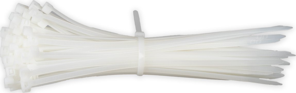 AMiO Opaski zaciskowe białe 4.8×200mm 100 szt. amio-04310