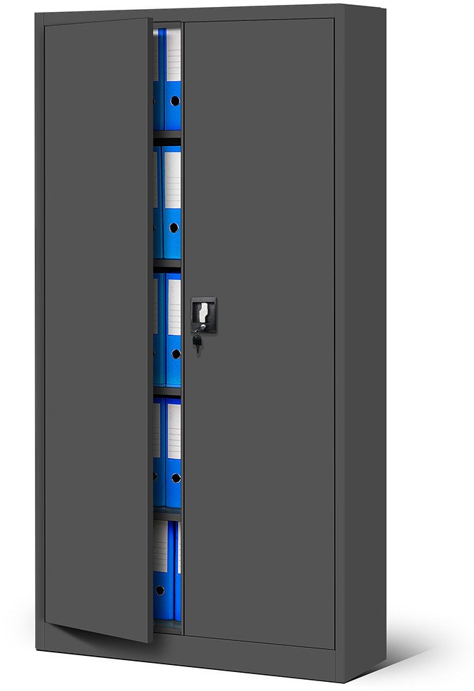 Abschließbarer Aktenschrank für Büro JAN, 900 x 1850 x 400 mm, anthrazit