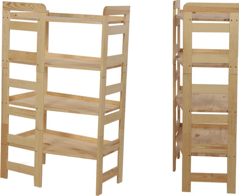 Wamar-Sosenka Regał Modułowy Wewnętrzny 120,8x72x44,8cm 4 Półki BERDO Surowy Drewno sosnowe Naturalny RR2_NW2X072_0_N0_F1 / Wamar-Sosenka