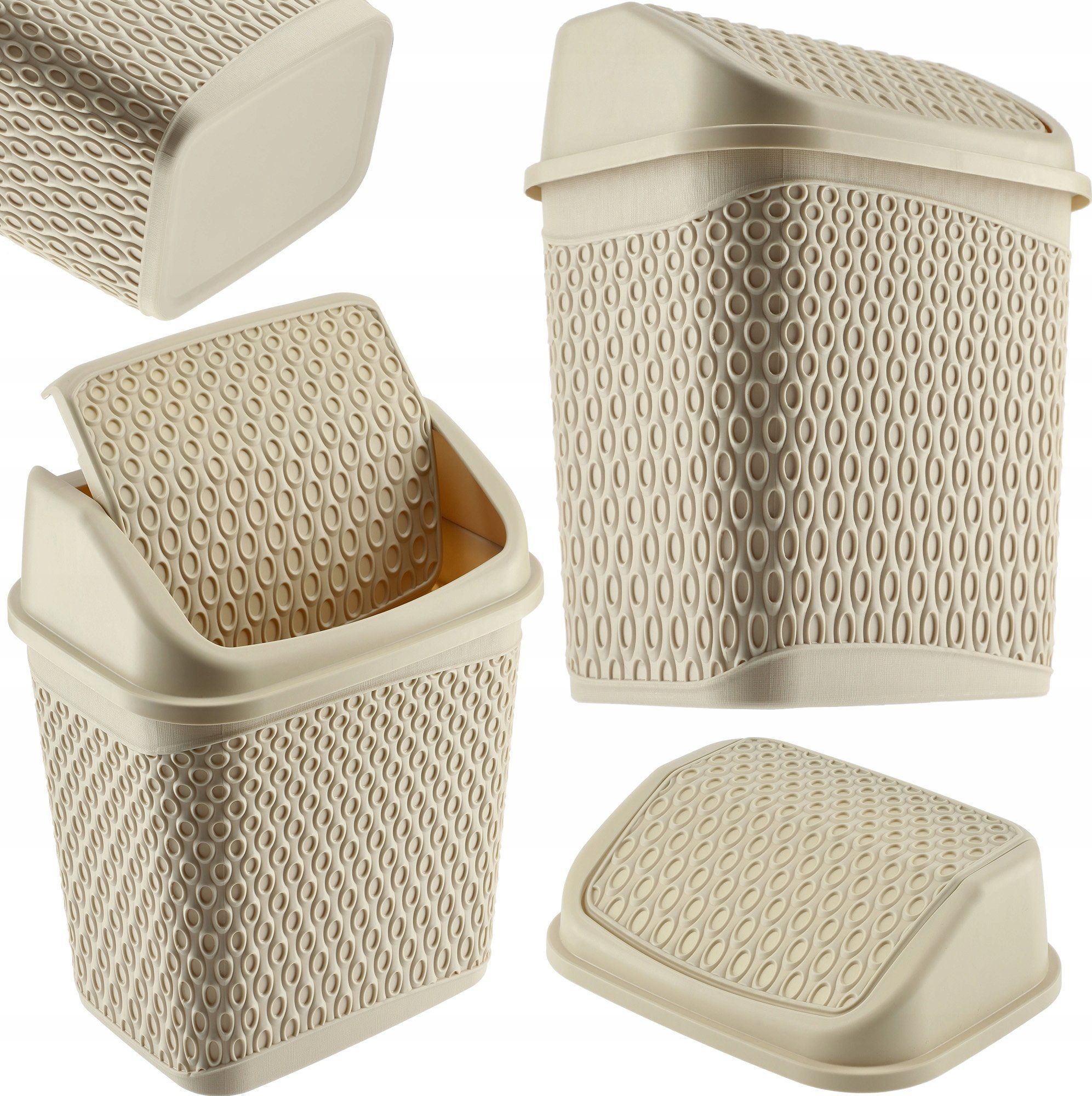 Kosz na śmieci Kadax KADAX Kosz Na Śmieci Łazienkowy Beżowy 6,2L Uchylny Pojemnik Do Łazienki