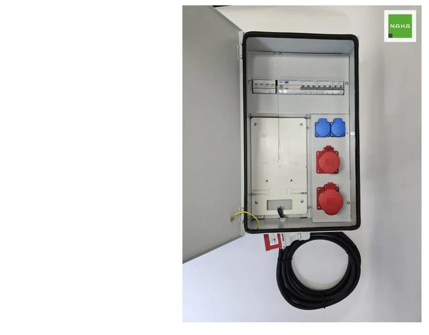 IP54 Metalowa rozdzielnica ścienna CEE 32A 16A 2x230V z bezpiecznikami HAGER FI z kablem 5m RB4