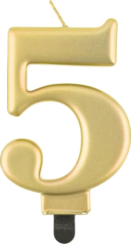 GoDan Świeczka urodzinowa "5" złota 8cm