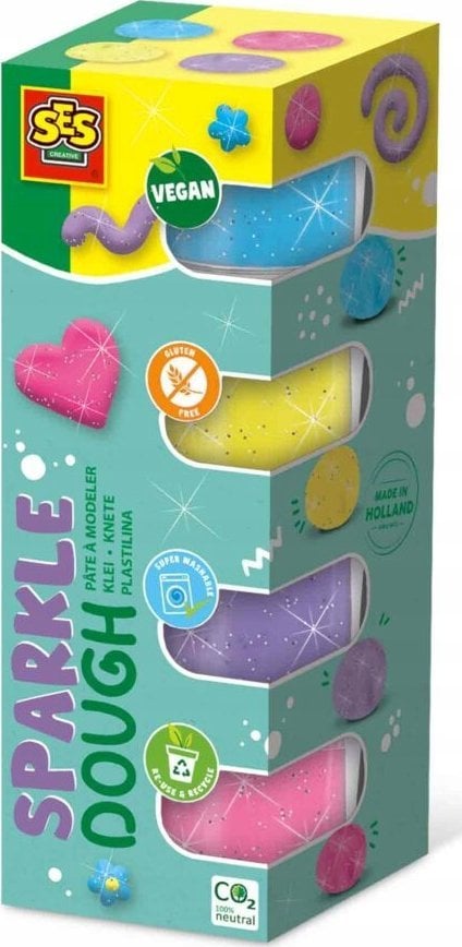 SES SES Błyszcząca Ciastolina 4x90g 00515 05153