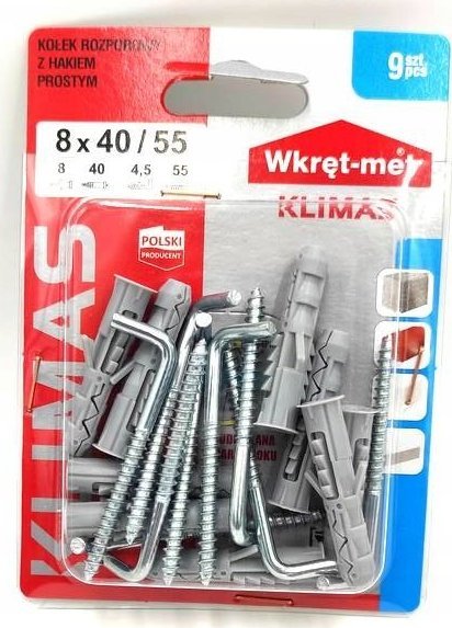 Wkręt-met BLISTER KOŁ.ROZ.Z HAKIEM PROSTYM 8 kod:B