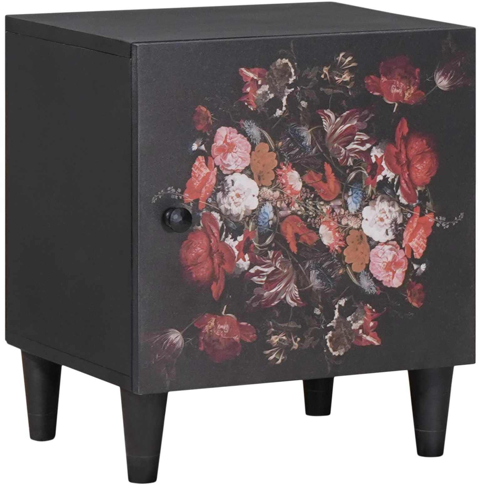 vidaXL Szafka nocna z drzwiami Czarny, 40 x 33 x 46 cm, Drewno mango