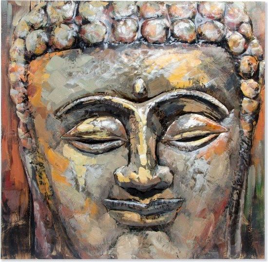 Dekodonia Obraz Dekodonia Buda Drewno Metal Orientalny Budda (80 x 80 x 7 cm)
