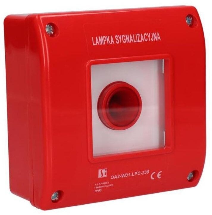 Lampka sygnalizacyjna zielona w czerwonej obudowie OA2-W01-LPZ-230