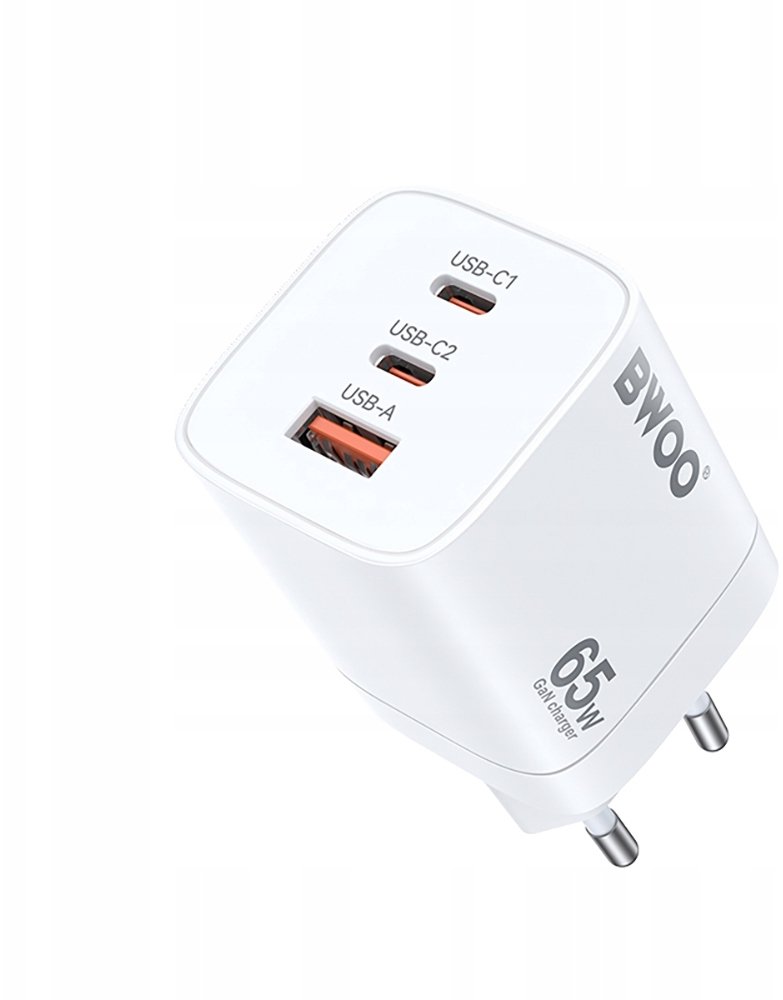 BWOO ładowarka sieciowa 65W PD CDA147 2x USB-C 1x USB biała