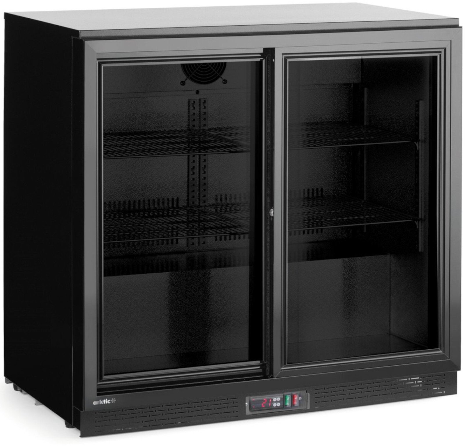 Lodówka chłodziarka barowa z 2 drzwiami suwanymi LED 158 l 160 W 90x52x87 cm Lodówka chłodziarka barowa z 2 drzwiami suwanymi LED 158 l 160 W 90x52x87