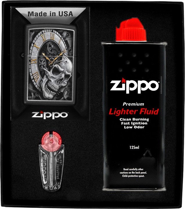 Zestaw ZIPPO Zapalniczka SKULL CLOCK Prezentowy No1