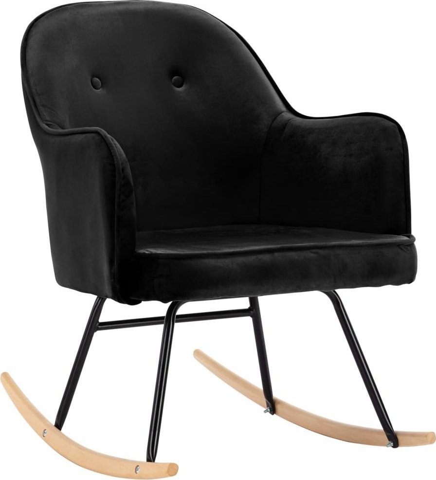 Elior Czarny aksamitny fotel bujany Revers