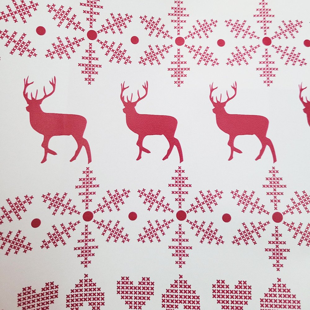 Papier świąteczny do pakowania białe jelenie 57cmx2m 2m514
