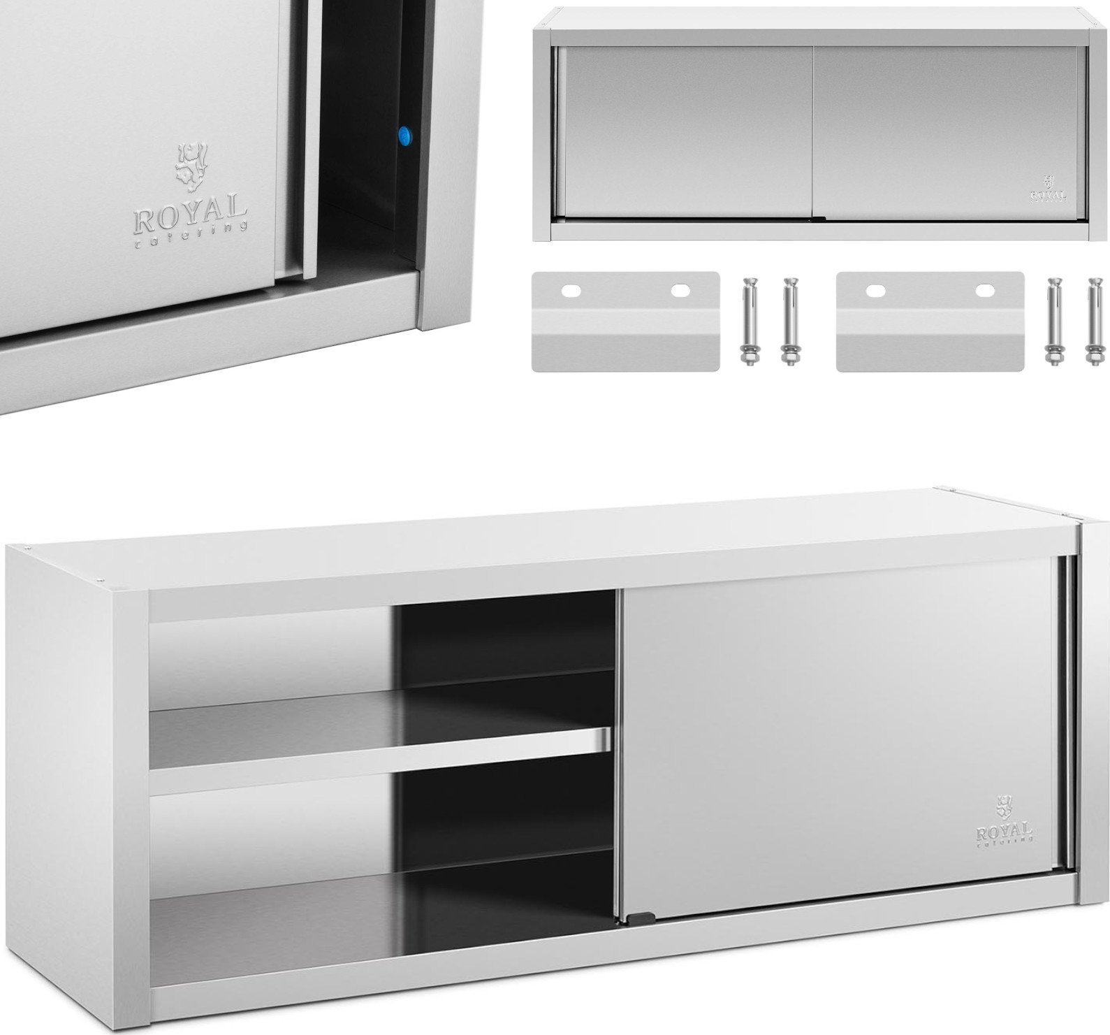 Royal Catering Szafa ścienna gastronomiczna z drzwiami przesuwanymi STAL 160 x 45 x 60 cm Szafa ścienna gastronomiczna z drzwiami przesuwanymi STAL 16