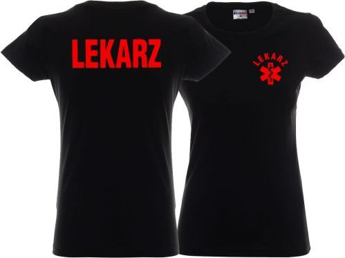 LPP - Promostars Koszulka ratownicza czarna damska FUNKCYJNA - nadruk FLUO