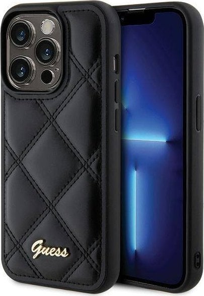 Guess GUHCP15LPSQSQSK iPhone 15 Pro 6.1 czarny hardcase Quilted Metal Logo