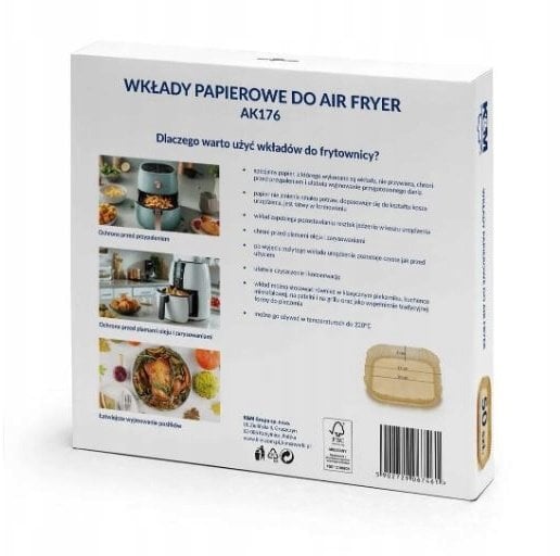 WKŁAD DO FRYTKOWNIC AK176 KWADRAT 20X20 50 SZT
