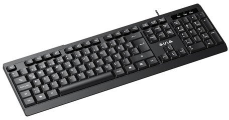 Klawiatura Aula AK205 Ergonomiczna cicha klawiatura z 104 przyciskami EN / RUS układ 1.5m USB Vads Melna