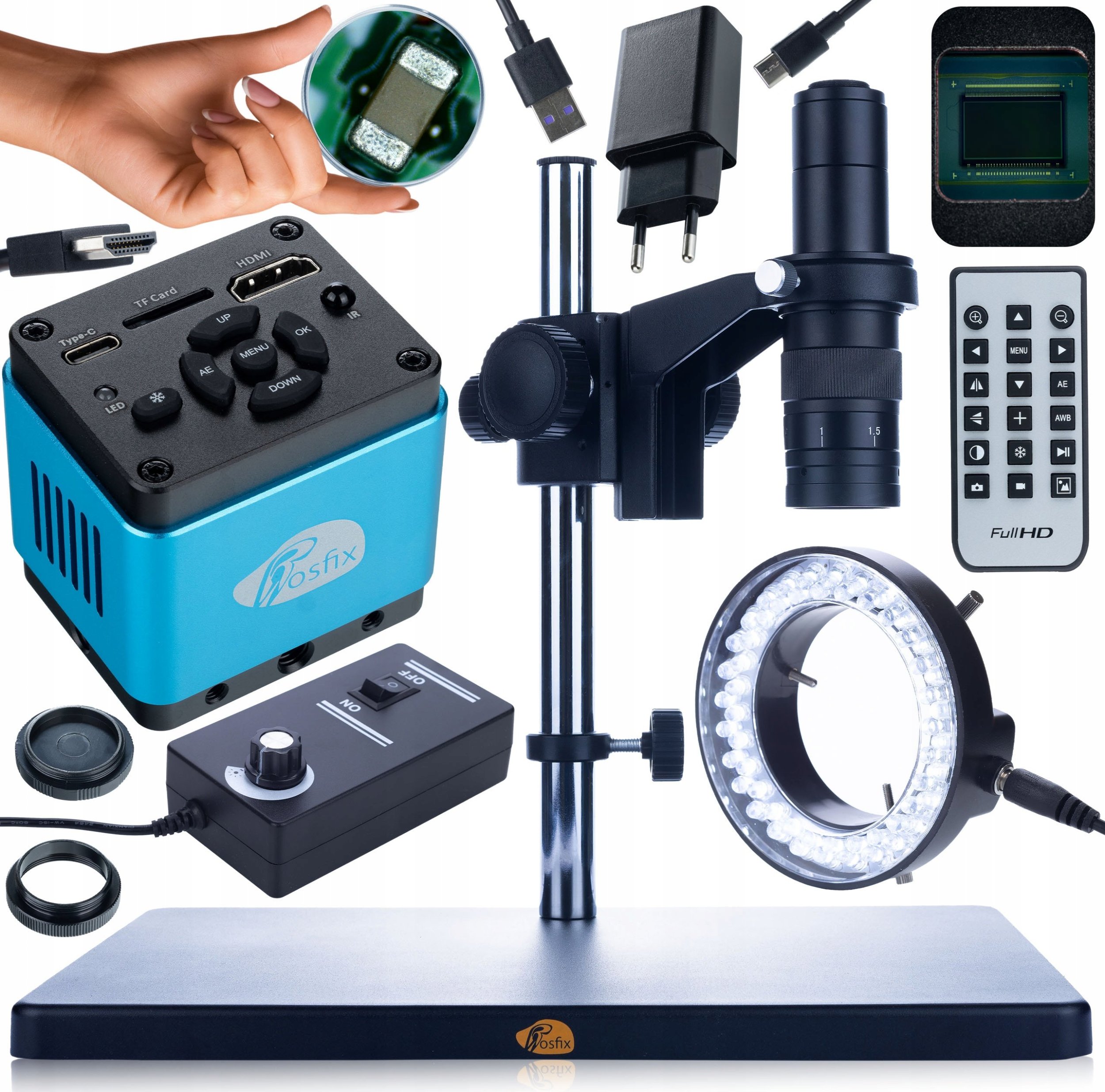 Mikroskop Rosfix MIKROSKOP CYFROWY 45X ZOOM KAMERA 8MP WYSOKA JAKOŚĆ REGULOWANY OŚWIETLACZ