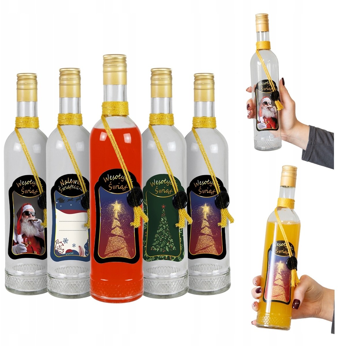10x Butelki ŚWIĄTECZNA KRYSZTAŁ 500 ml PREMIUM ZDOBIONA na wódkę nalewki