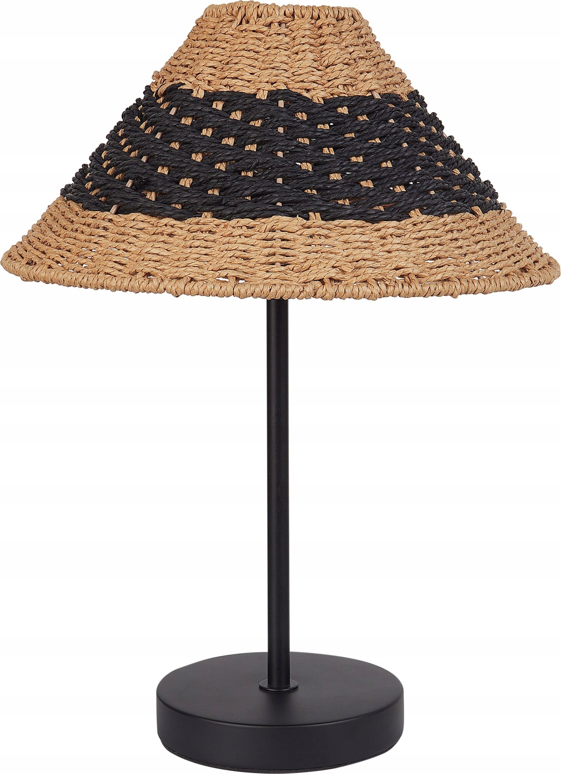 Lampa stołowa Beliani Lampa stołowa pleciona beżowa z czarnym MOMBA