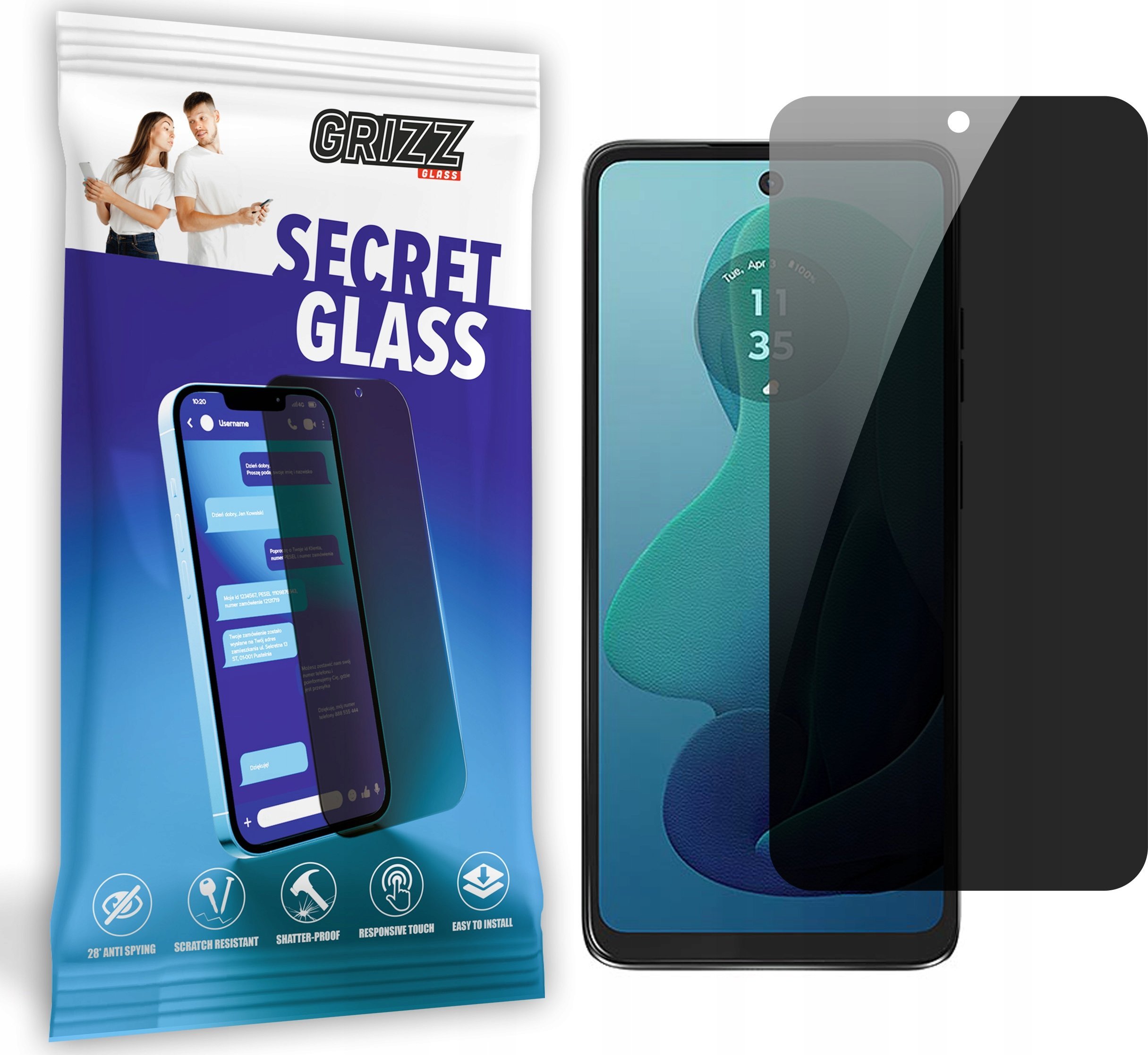 GrizzGlass Szkło prywatyzujące GrizzGlass SecretGlass do Motorola Moto G 2024