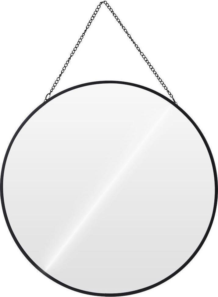 Vilde Lustro na łańcuszku w czarnej metalowej ramie, okrągłe, 29 cm