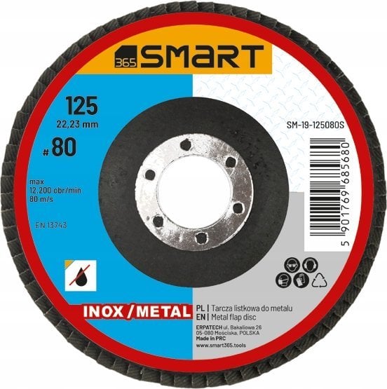 Smart tarcza listkowa inox/ metal 125mm gr 80 smart