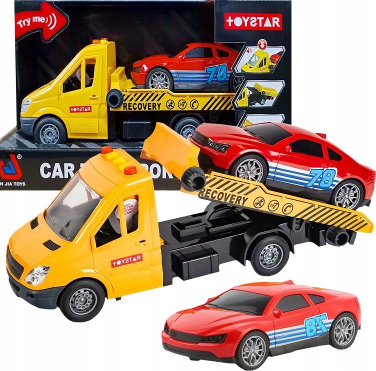 Auto Transporter Pomoc Drogowa Samochód Laweta Napęd Światła Dźwięki Hak