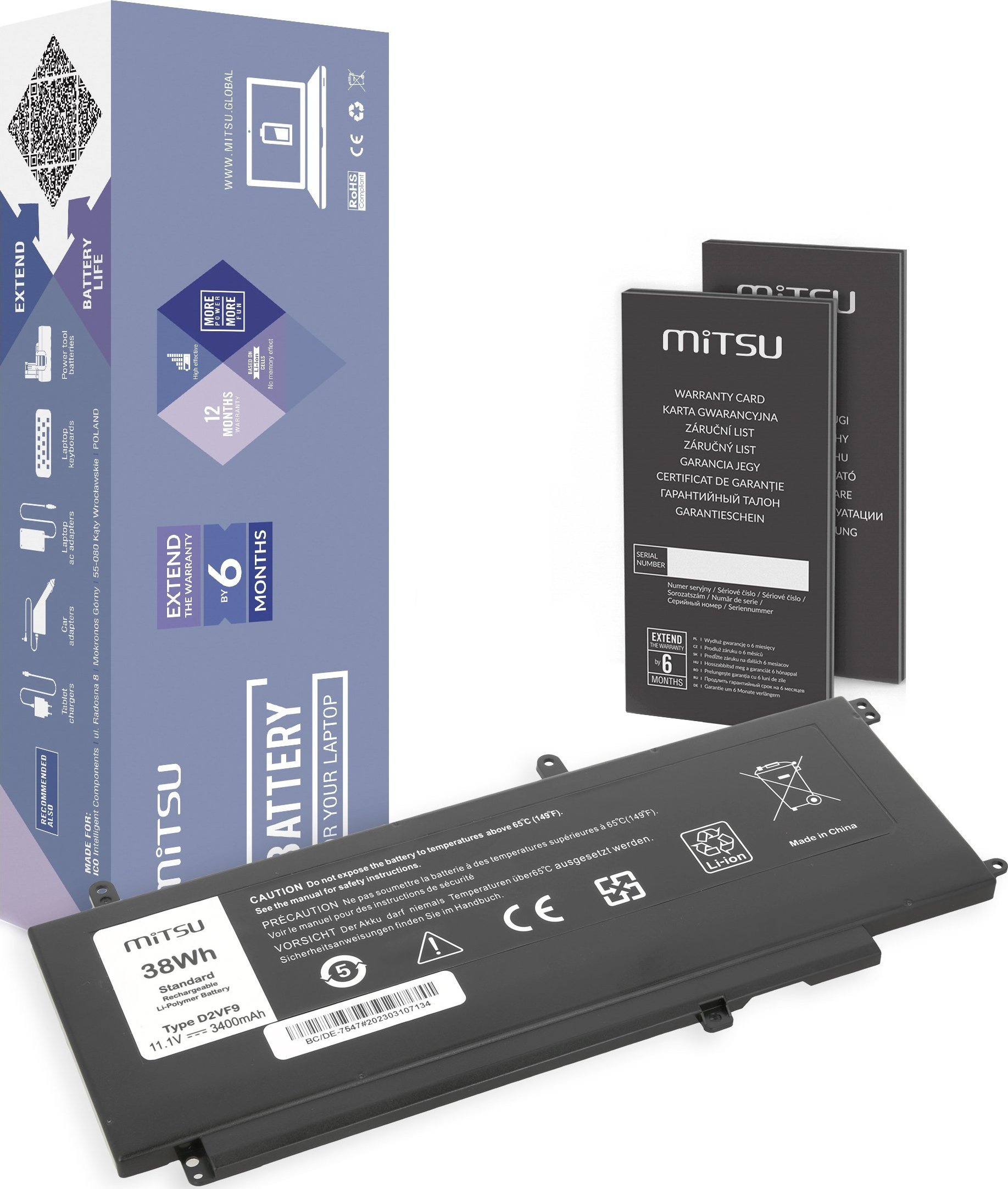 Bateria Mitsu 3400 mAh do laptopa (BC/DE-7547)
