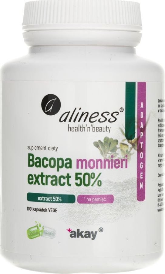 Aliness Aliness Bacopa monnieri extract 50% 500 mg - 100 kapsułek
