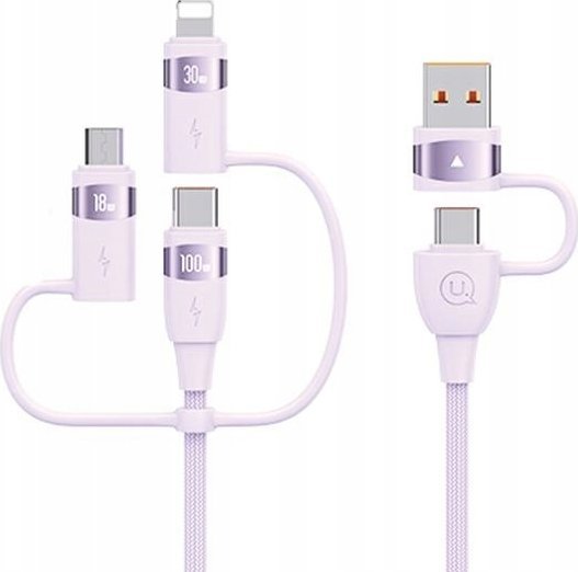 Kabel USB Usams USB-A - 2x USB-C + Lightning + microUSB 2 m Czarny (USA1079)