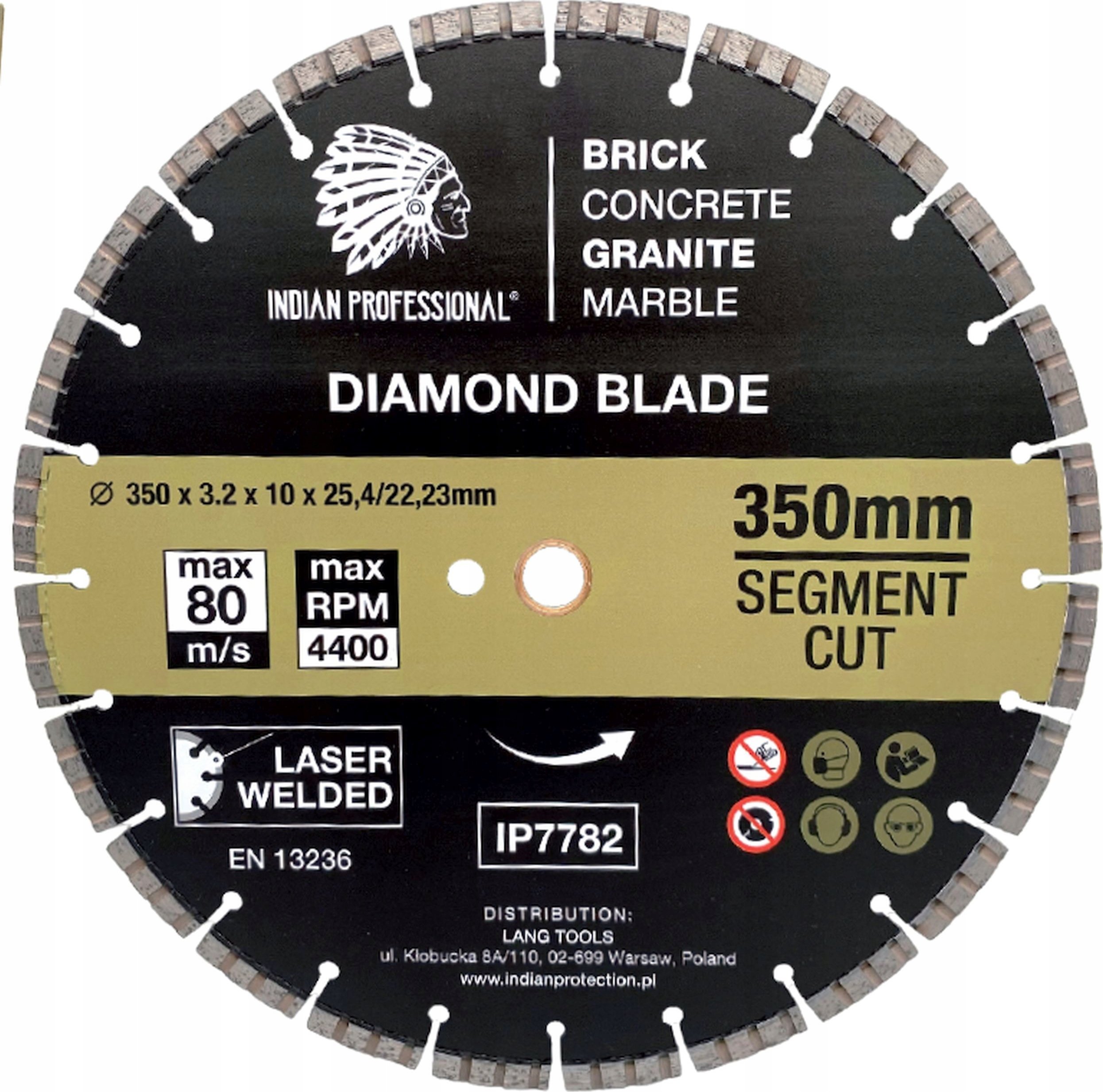 INDIAN PROFESSIONAL TARCZA DIAMENTOWA 350mm SEGMENT TURBO CUT INDIAN PROFESSIONAL