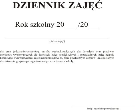 Typograf Dziennik zajęć pozalekcyjnych A4 MEN I/6 (02190)