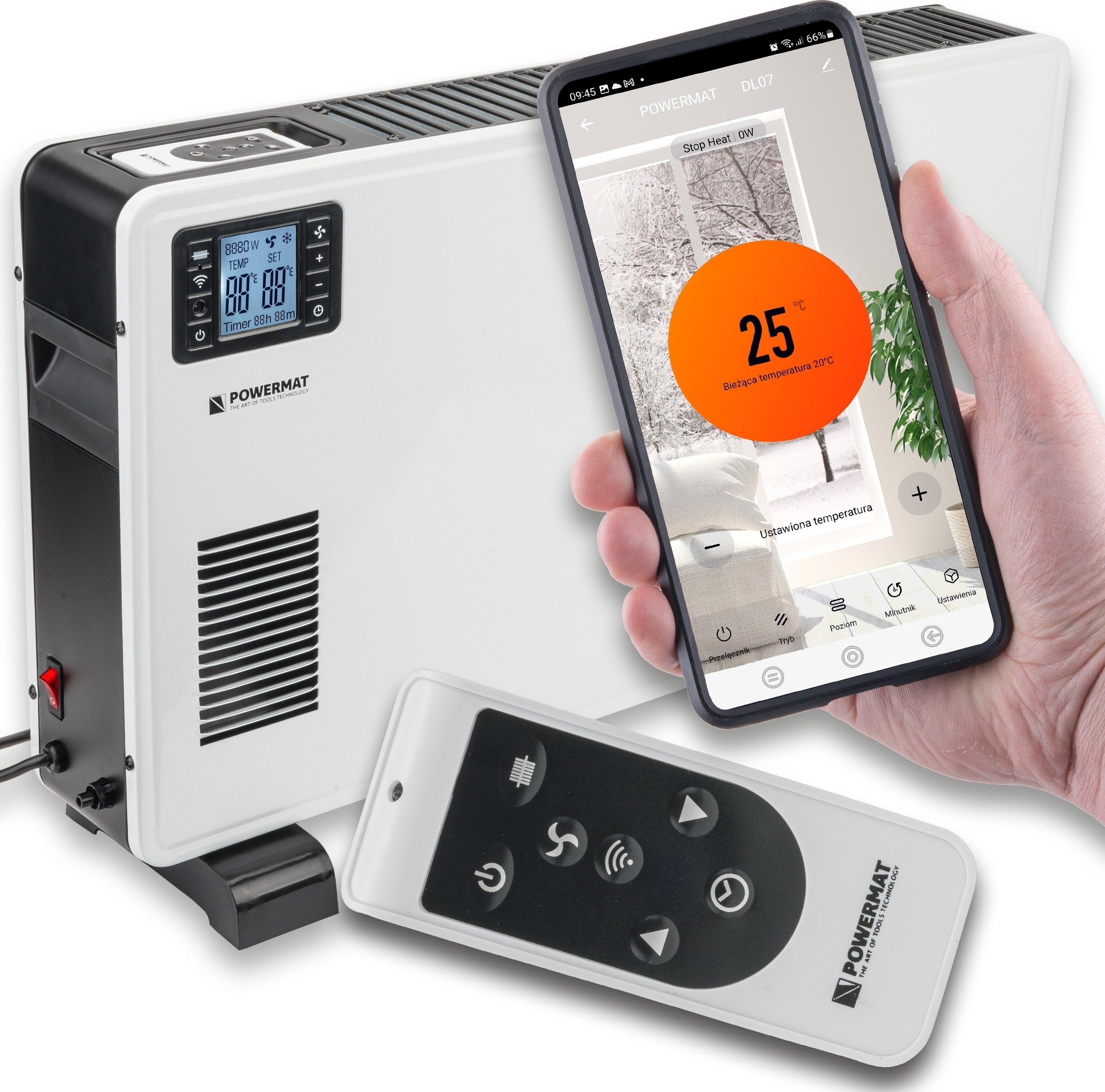 Grzejnik Powermat Grzejnik elektryczny Konwektorowy WIFI 2300W LCD