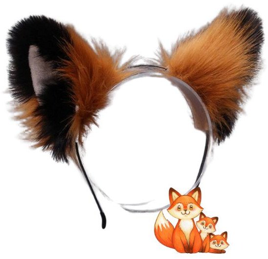 Opaska z uszami liska w kolorze rudo czarnym opaska metalowa na przebranie sztuczne bardzo miękkie futerko