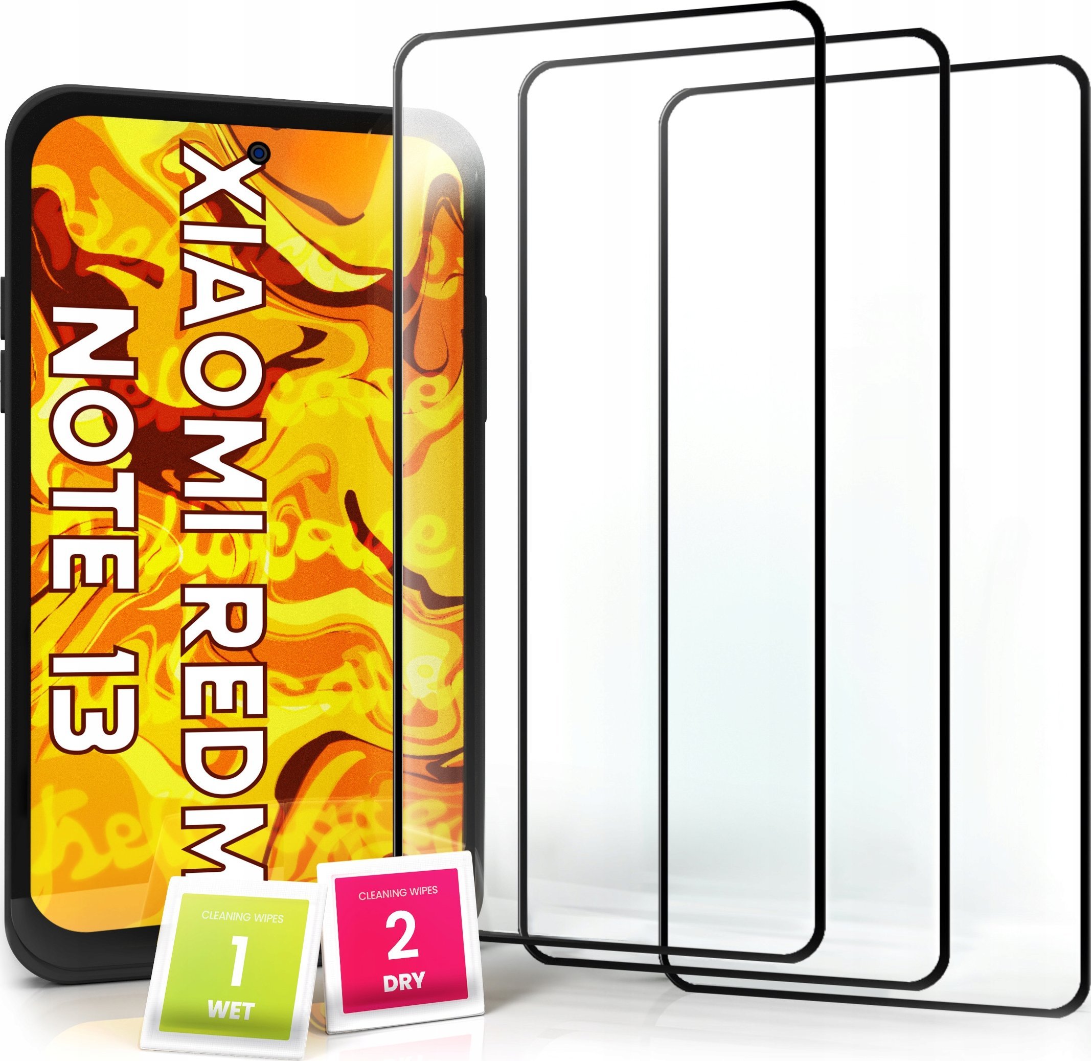 Hello Case 3-pak SZKŁO HARTOWANE DO Xiaomi Redmi Note 13 na cały ekran 9H ochronne 5D