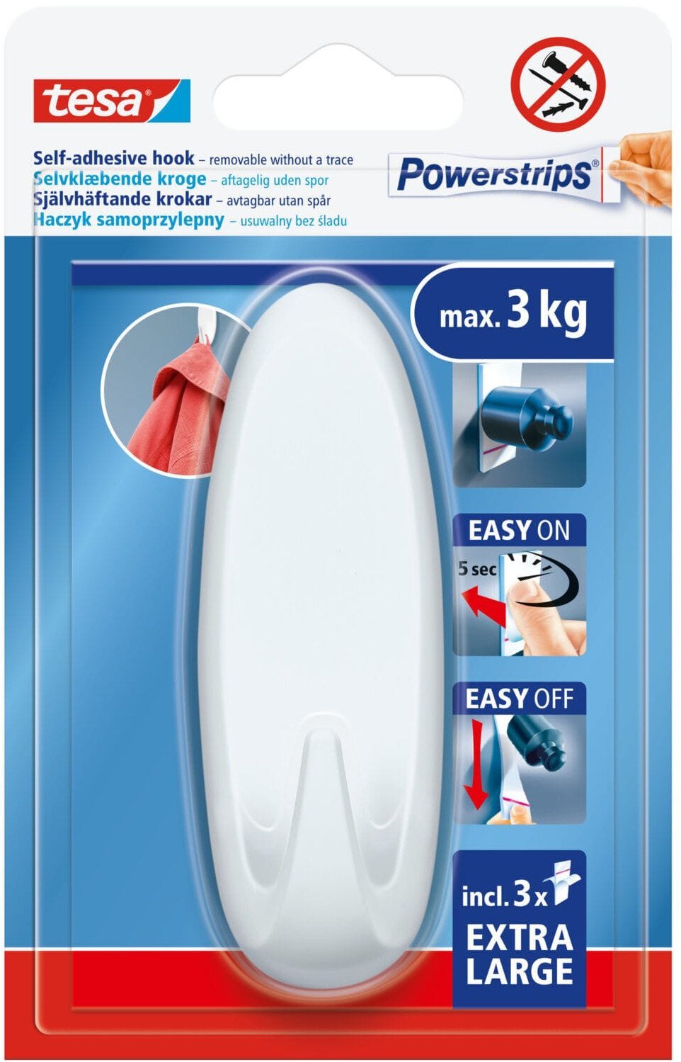 HACZYKI SAMOPRZYLEP.POWERSTRIPS 1 SZT.OWALNY DUŻY BIAŁY