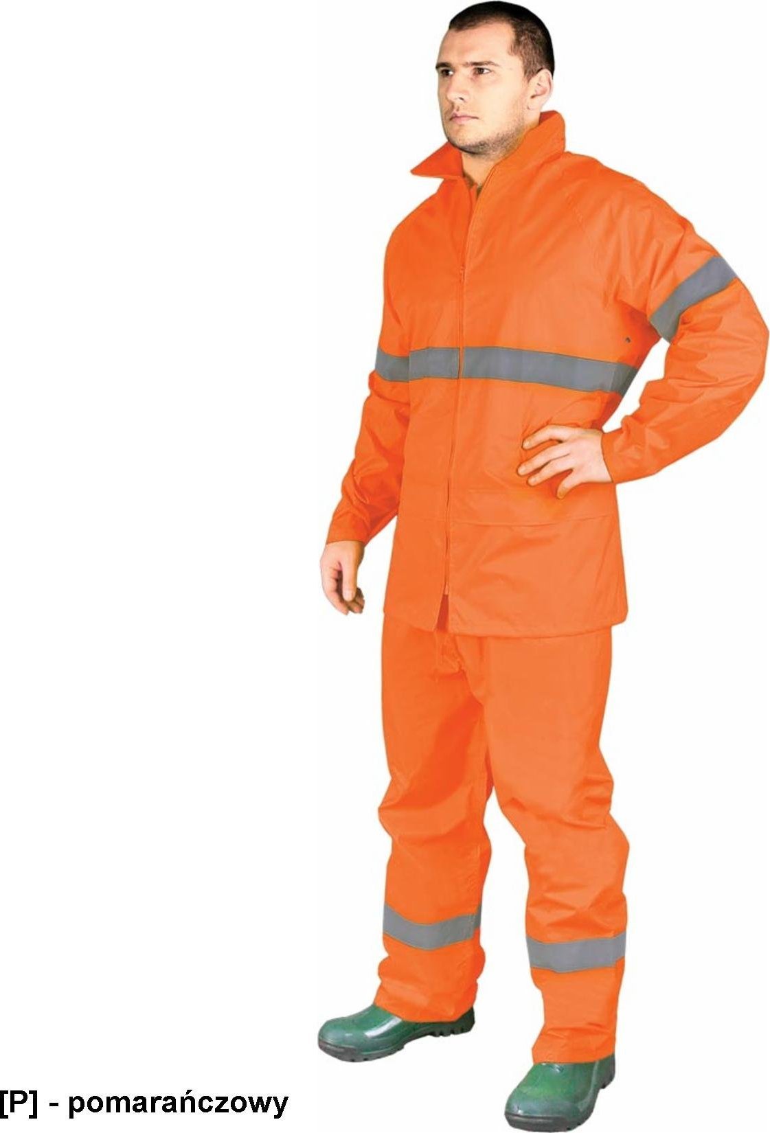 R.E.I.S. KPL-RAINER - KOMPLET PRZECIWDESZCZOWY Z ODBLASKAMI - pomarańczowy 3XL