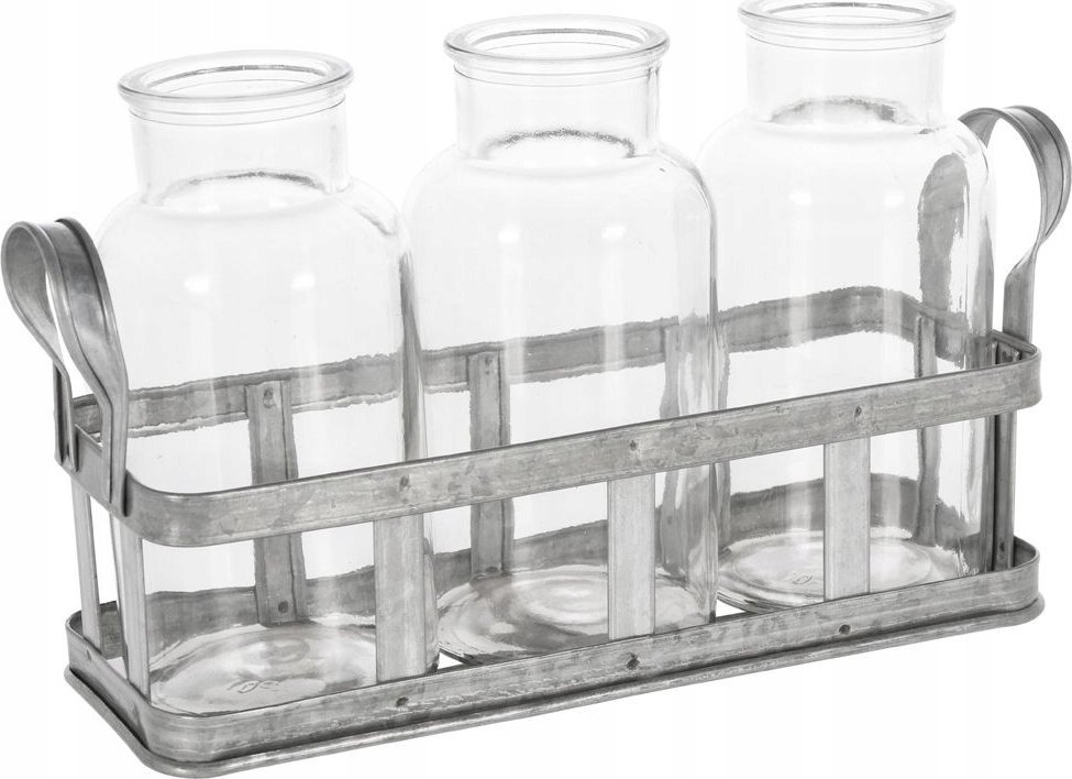 Vilde Wazon na kwiaty szklany ze stojakiem 3 szt.