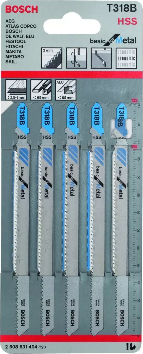 Bosch Brzeszczot do metalu Basic for Metal T 318B HSS 132mm 5szt. (2.608.631.404)